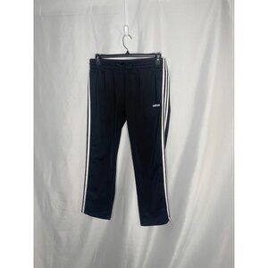 Adidas Mens Black Athletic Track Pants Size L Lightweight Polyester With Stripes